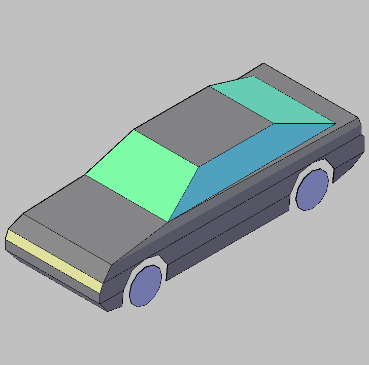 Bloque Autocad Vista de Coche Diseño 02 Bibliot. 2D-3D en 3D simple